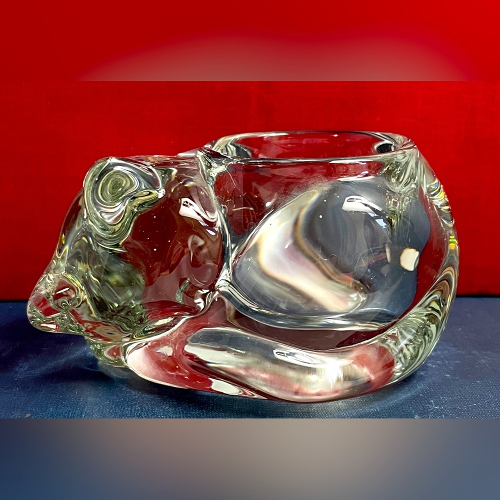 Indiana Glass Sleeping Cat‎ Kitten Votive Tealight Candle Holder